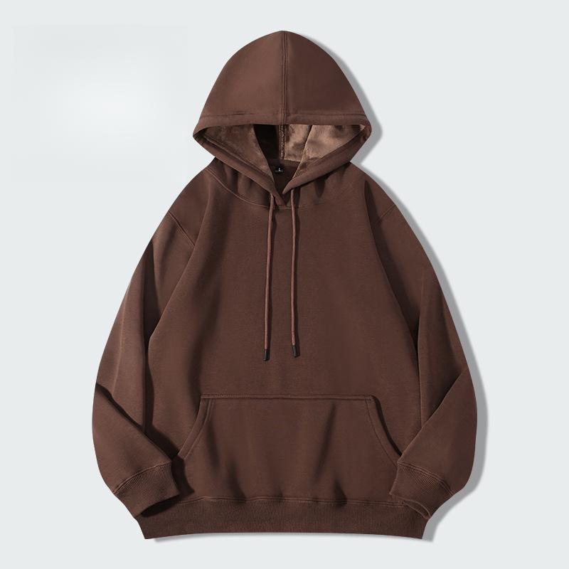 Men's Clothing Sweatshirt 420g Velvet Hooded Sweatshirt Men's Hoodie Solid Color Large Size Autumn and Winter Men Jacket