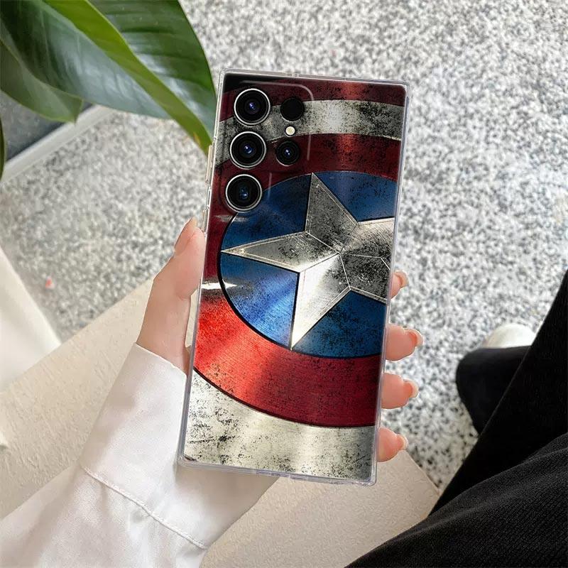 Marvel Captain America Shield Transparent Case For Samsung Galaxy S26 S25 Ultra S24 S22 S26 Plus S20 S23 S21 S25 FE Clear Cover