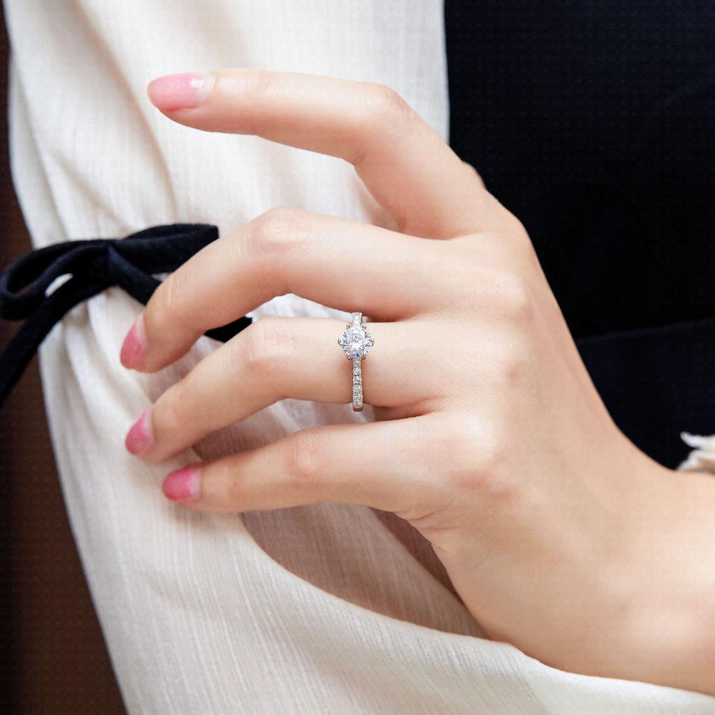 Lindon Classic 925 Sterling Silver Zircon Ring Ladies Jewelry Wedding Promise Party Gift