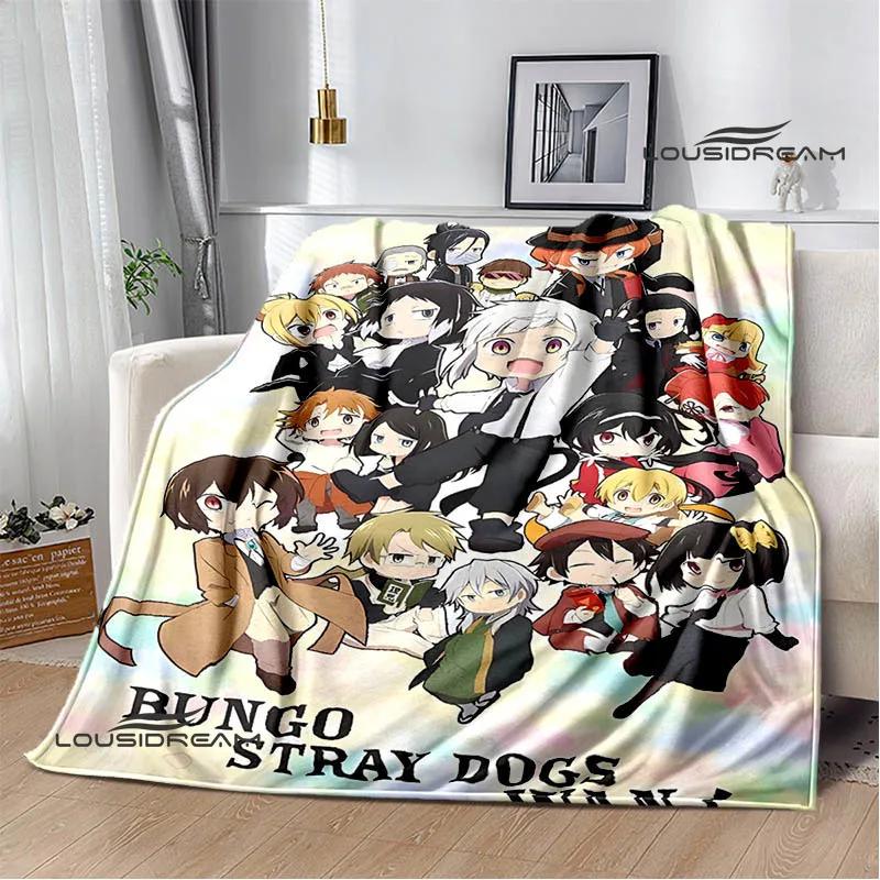 Мультяшные одеяла с принтом «Bungo Stray Dogs» Плед для пикника Теплые фланелевые одеяла Одеяла для домашней кровати Постельное белье Подарок на день рождения