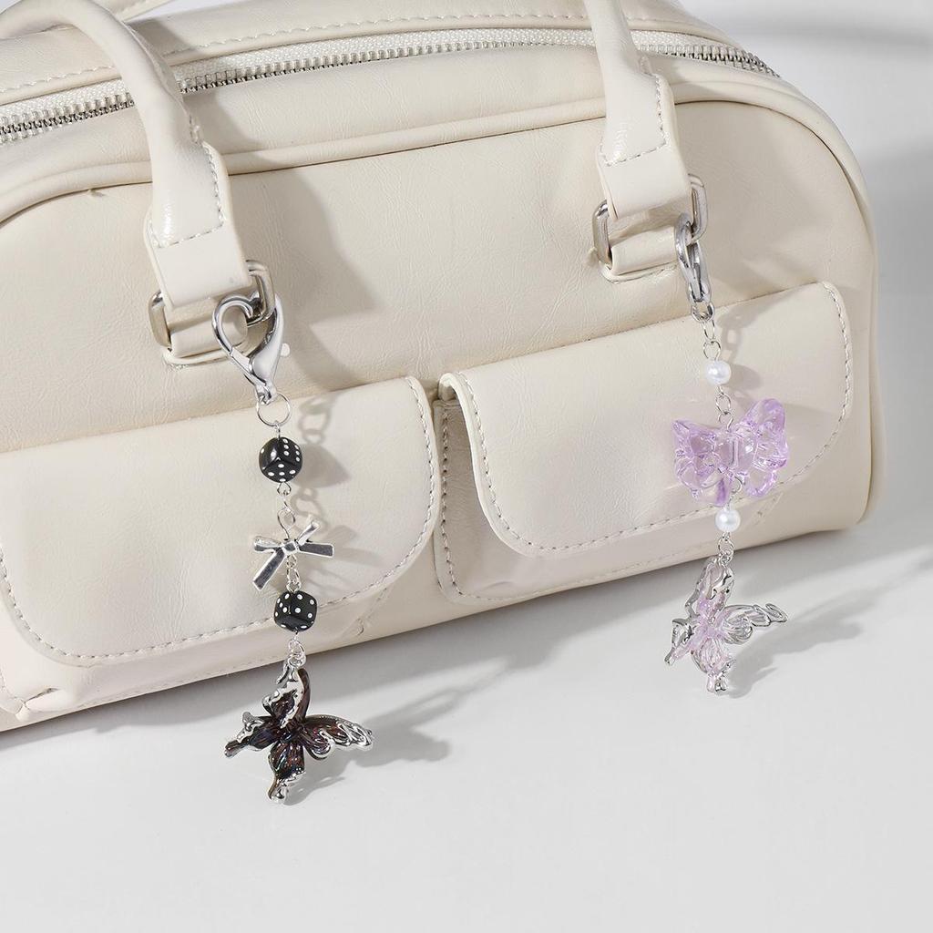 Очаровательный многоцветный 3D-бабочка Акриловый брелок-подвеска с бантом