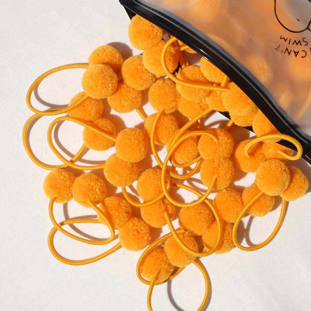 20 шт. 1,4" Маленький однотонный двойной меховой помпон с эластичной резинкой, ручной работы, резинка для волос для детей и девочек