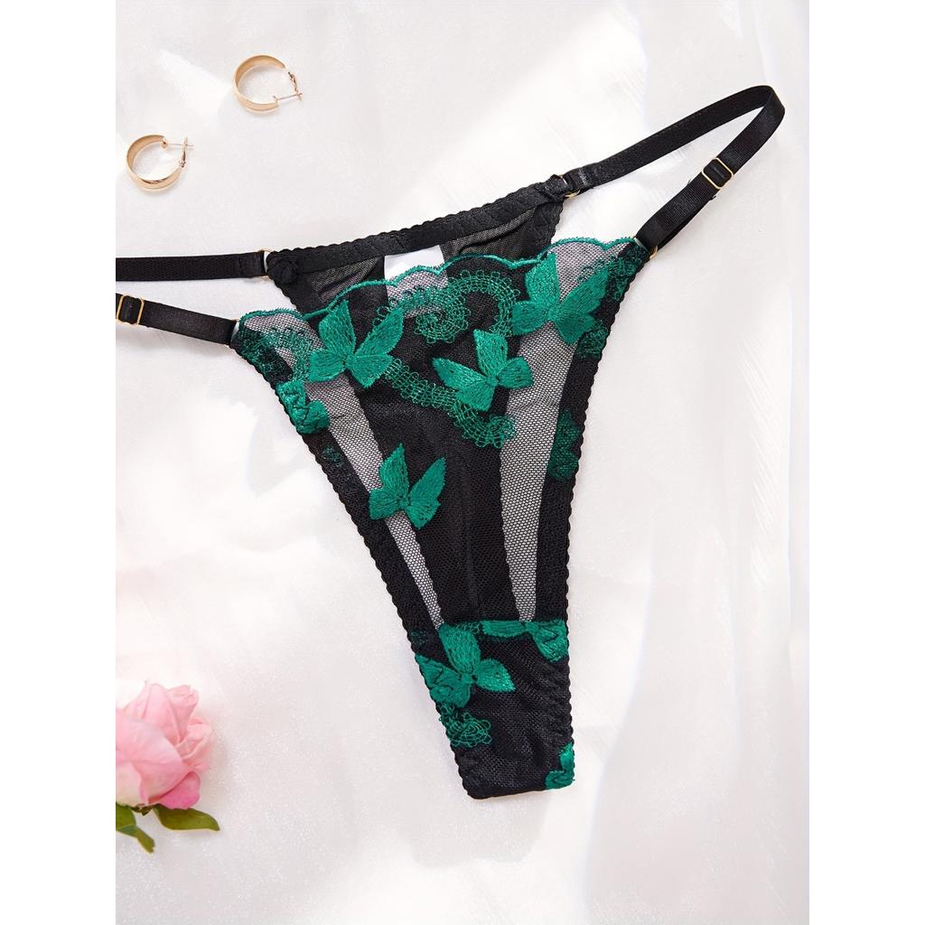 Комплект нижнего белья с вышивкой в виде банта, сетчатый бюстгальтер без подкладки и стринги, женское сексуальное нижнее белье