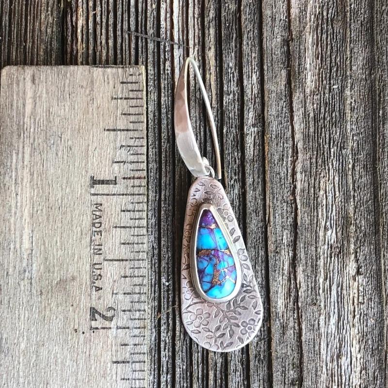 Bohemian Drop Turquoise Hook Earrings Creative Hand Carved Pattern Drop Earrings