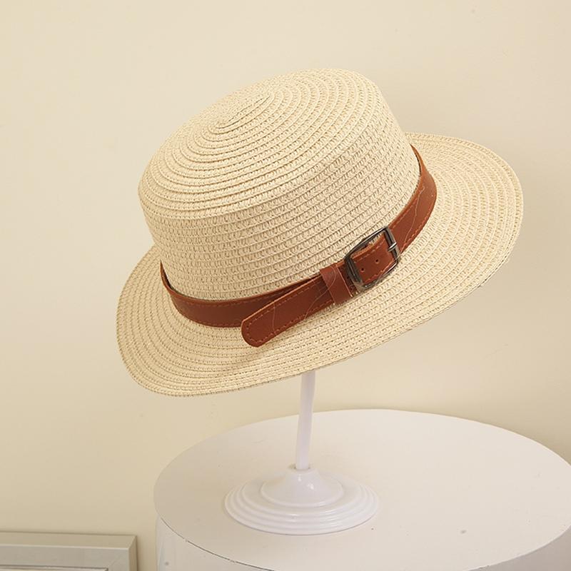 Детская соломенная шляпа для мальчиков и девочек, солнцезащитная шляпа, кожаный ремень, украшение