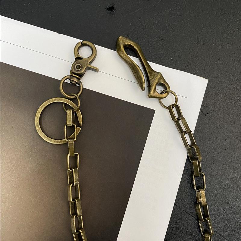 Vintage Bronze Waist Chain: Handmade Hip Hop Punk Biker Anti-theft Wallet Chain