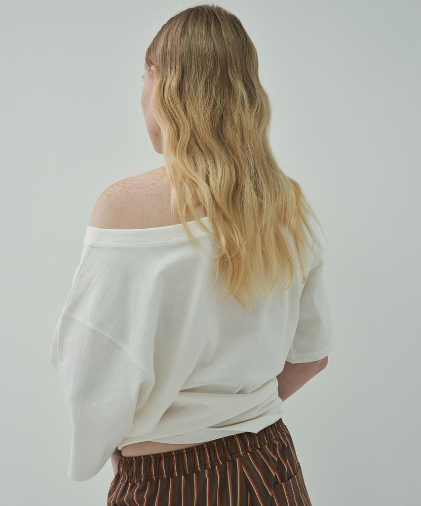 MOTT Boat Neck Half T-Shirt - White