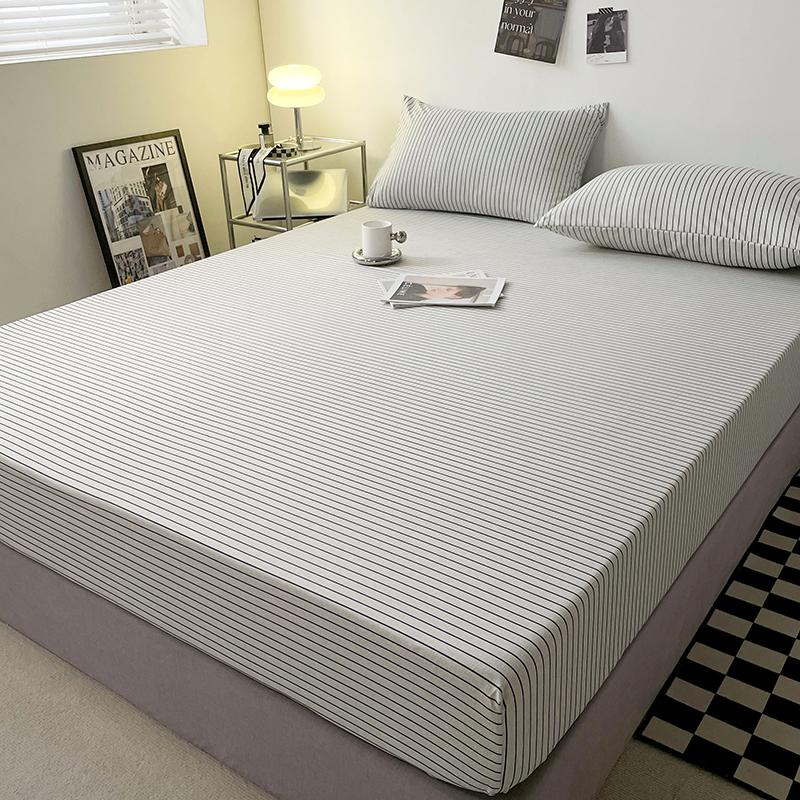 Хлопковая простыня однотонного цвета с эластичной лентой Нескользящий регулируемый наматрасник Мягкий удобный для двуспального размера King Queen Size