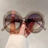 Oversized Round Sun Glasses 2024 Women Fashion Vintage Gradient Outdoor Shades Ins Trendy Brand Design Black Sunglasses