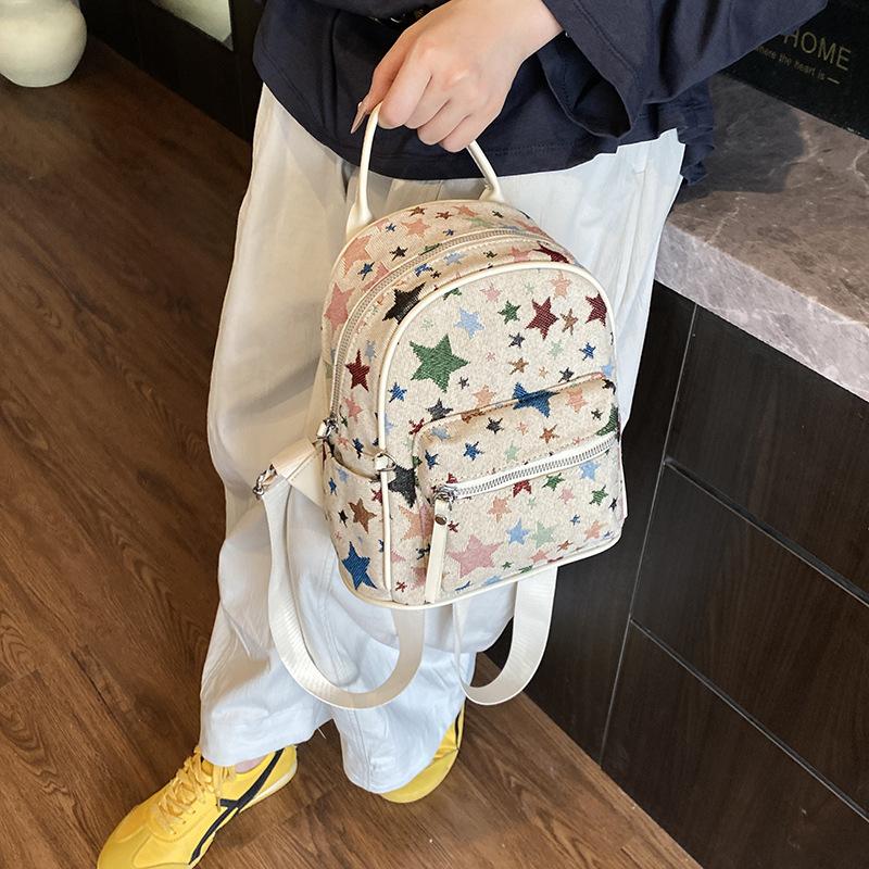 Женская сумка 2025 новая корейская версия модный рюкзак с принтом персонализированные пайетки звезда универсальный дорожный маленький рюкзак