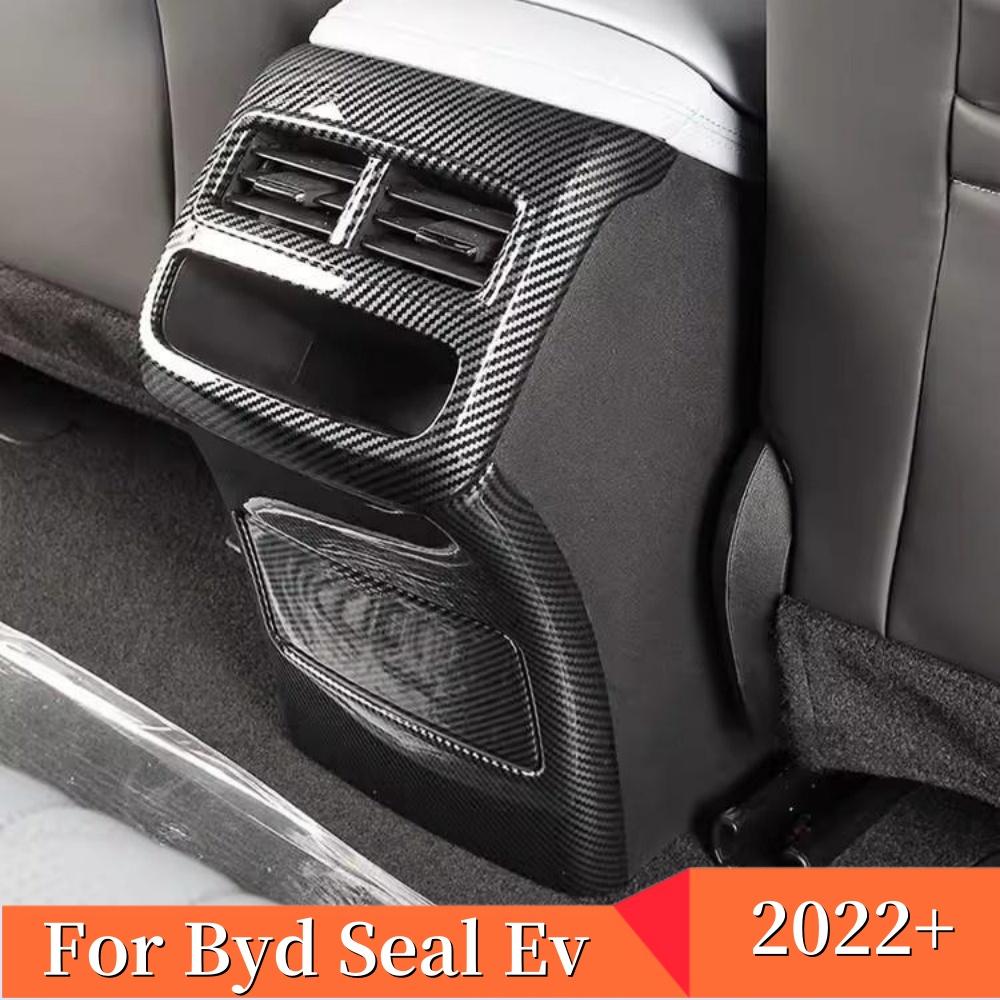 ABS Carbon Fiber Rear Seat Air Condition Outlet Cover Anti Kick Frame Trim Decoration Accessories For BYD Seal EV 2022 2023 2024