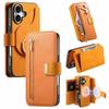 For iPhone 17 Magnetic Leather Case with Detachable RFID Blocking Zipper Wallet Cover