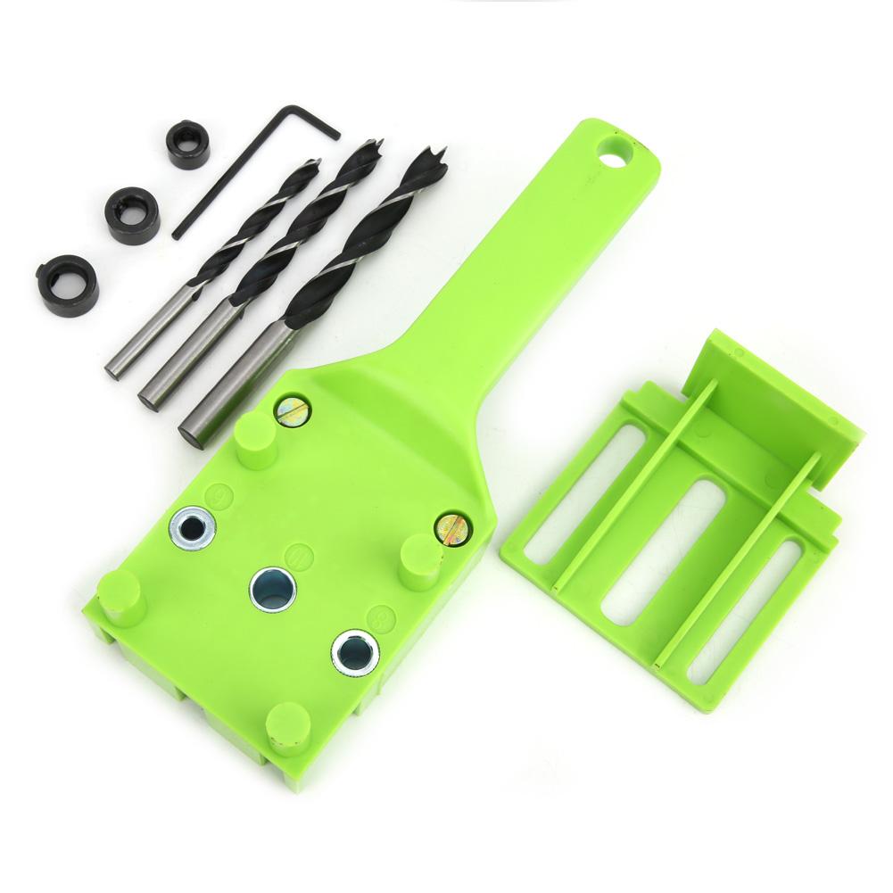 8 Pcs Doweling Jig Woodworking Hand Held Drill Guide Tool 6mm 8mm 10mm Hole Drill Bit Kit