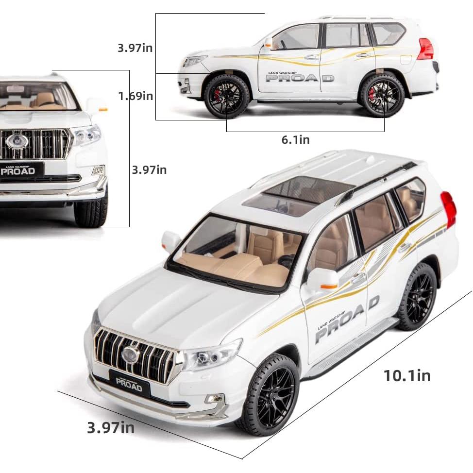 Масштаб 1/18 Toyota Prado, литая под давлением модель автомобиля, металлический сплав, коллекционные автомобили, игрушки со звуком и светом, автомобиль для детей и взрослых, подарки