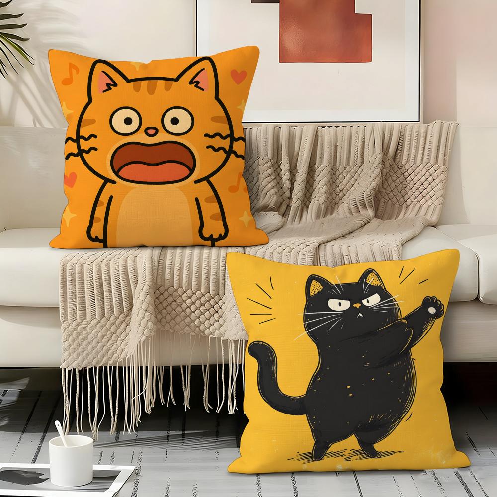 Funny And Silly Cat Pattern Pillow Case Pillowcase, Double-Sided Printed, Sofa Cushion, Bedroom Headboard Pillow