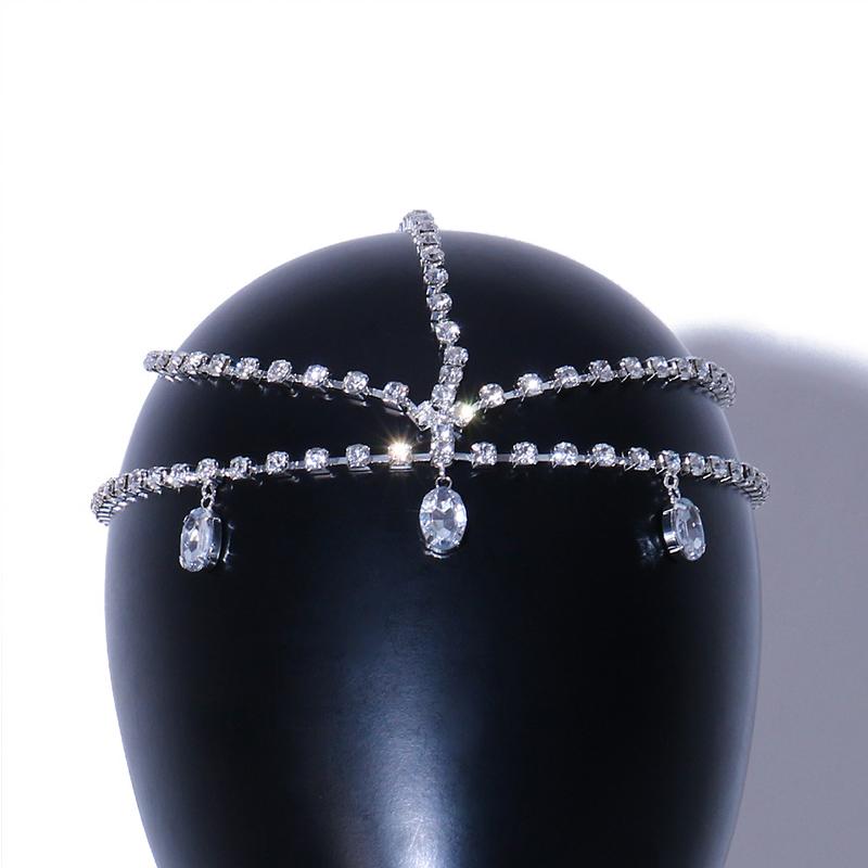 Water Drop Pendant Hat for Women 2022 Rhinestone Forehead Hair Chain Bridal Jewelry Headpiece Wedding Accessories Gift