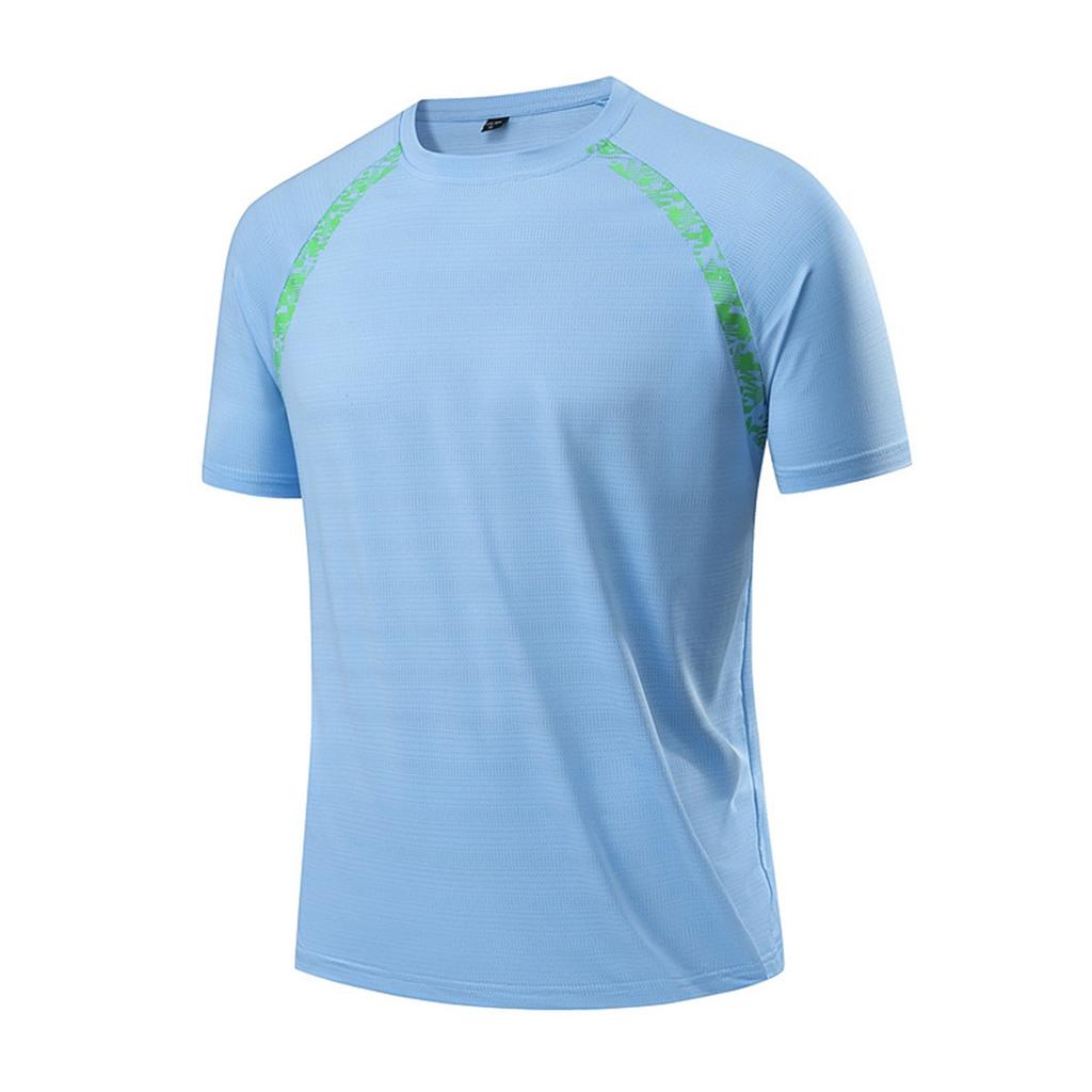 Мужская летняя облегающая дышащая одежда из шелка с круглым вырезом, быстросохнущая, повседневная спортивная футболка, топы