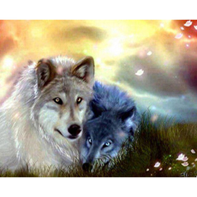 DIY 5D Алмазная картина Волк Животное Мозаика Комплект Вышивка крестом Алмазная вышивка Полный дрель Круглый