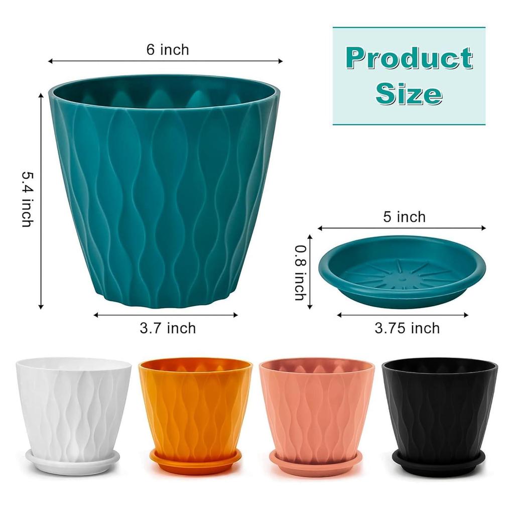Pack of 5 Round Flower Pots for Home Planters, Terrace, Garden Etc | Multicolor | Suitable for Home Indoor & Outdoor Gardening Plants