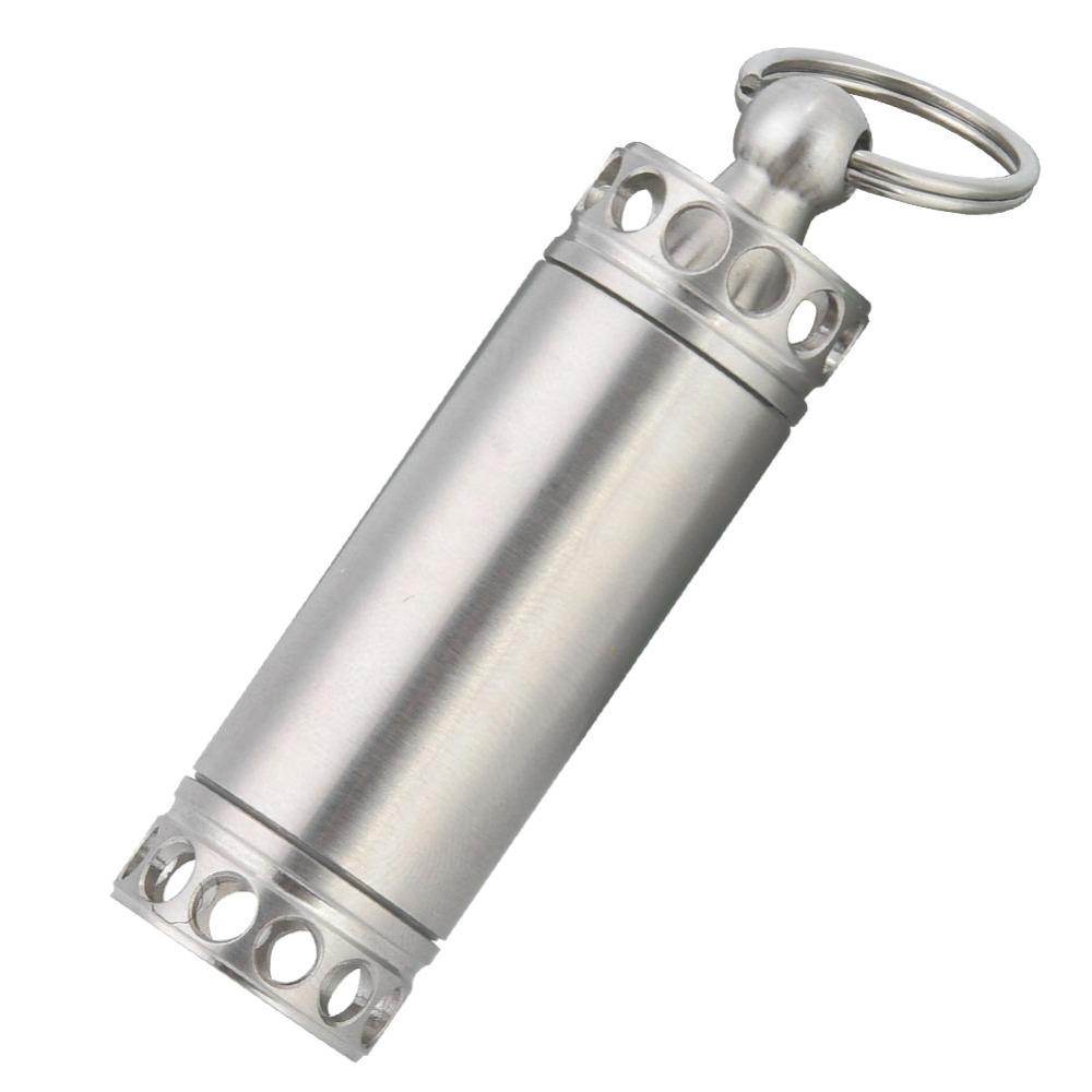 Mini Waterproof Pill Container Stainless Steel Pill Holder Keychain Container  Outdoor Camping