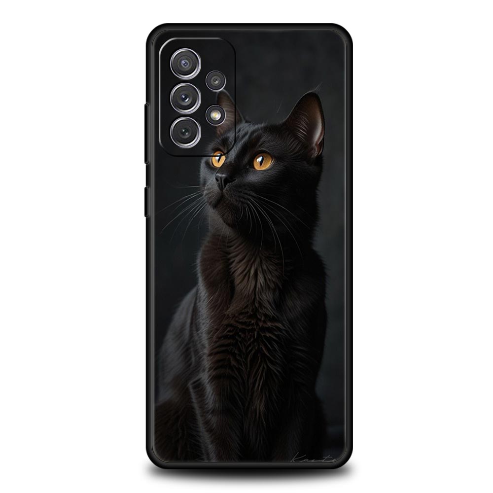 Черный кот Чехол для телефона для Samsung A51 A71 A21S A12 A11 A15 A25 A31 A41 A23 A33 A53 A73 A03S A05S A13 5G A35 A55