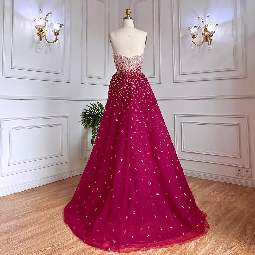 Burgundy high-end sexy tube top fishtail long dress light luxury celebrity art test host dress LA11191