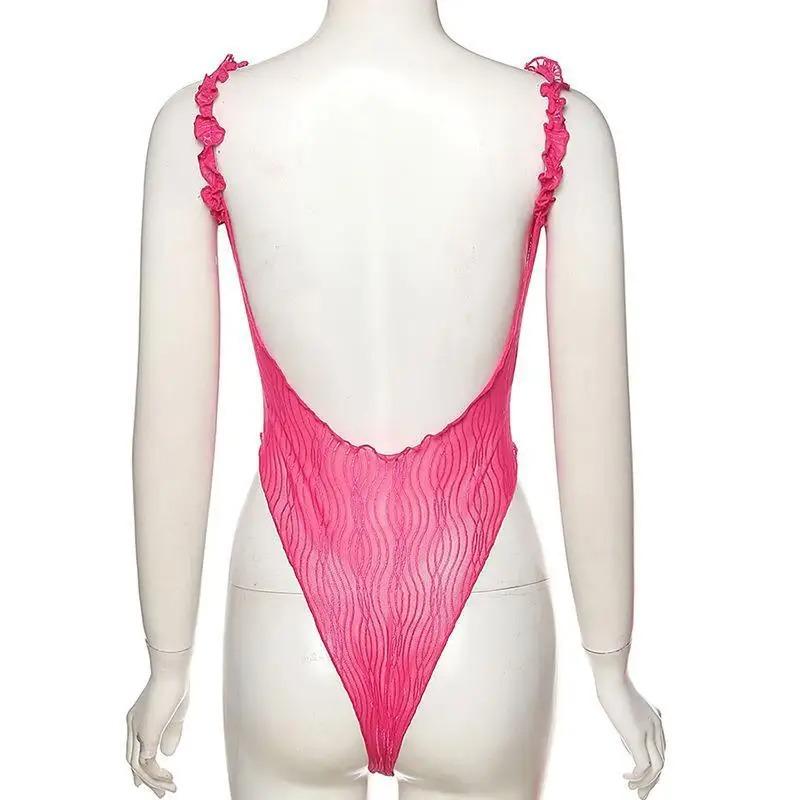 European and American Summer Women's Camisole Lace One Line Collar Slim Fit Bottomed Jumpsuit