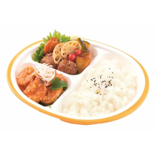 Komori Resin Bento Lunch Plate, Rakuben, Round, Green, Approx. 25.5cm W x 21.5cm D x 5cm H, Includes Lid, No Plastic Wrap Required, Made in Japan