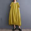 Short Sleeve Plus Size Cotton Vintage New In Dresses for Women Casual Loose Long Summer Dress