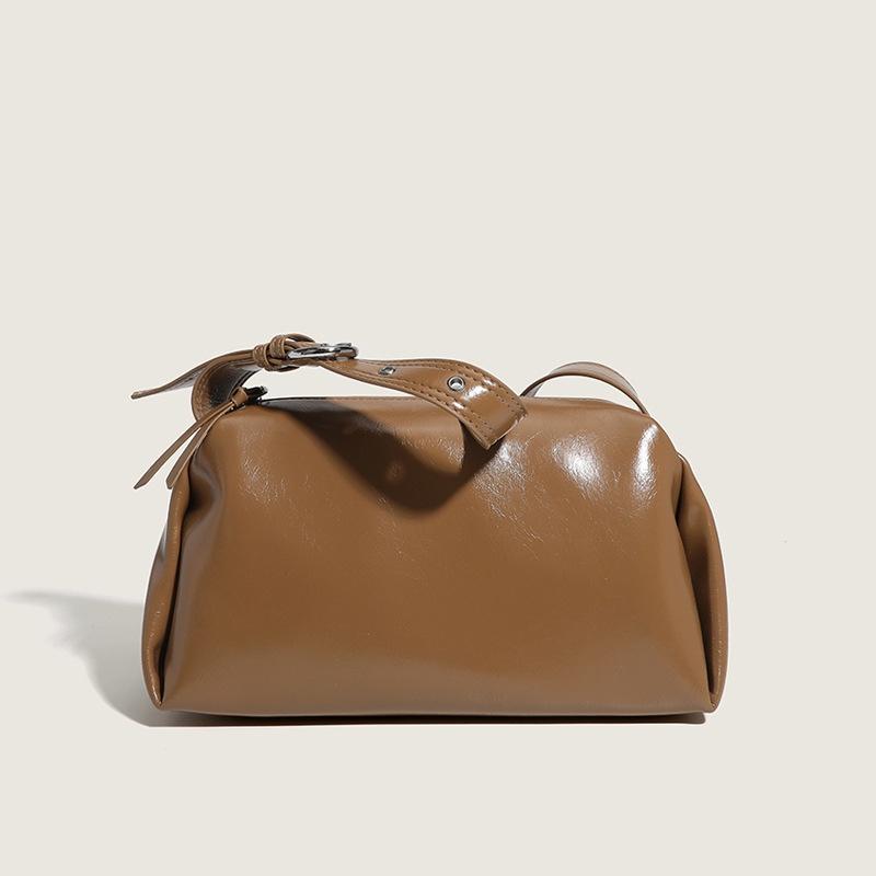 IELGY Женская сумка-подушка из текстурированной масляно-вощеной кожи однотонного цвета, глянцевая сумка через подмышку, сумка-мессенджер через плечо