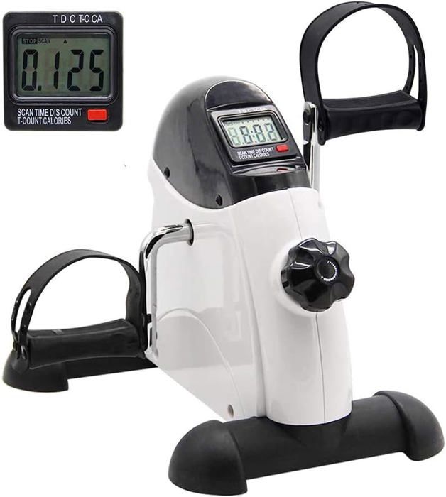 Vélo d'appartement FYBOOR Mini - Blanc - Adulte - Mixte - Exerciseur de pédale de jambe de bras - LCD Amea1747