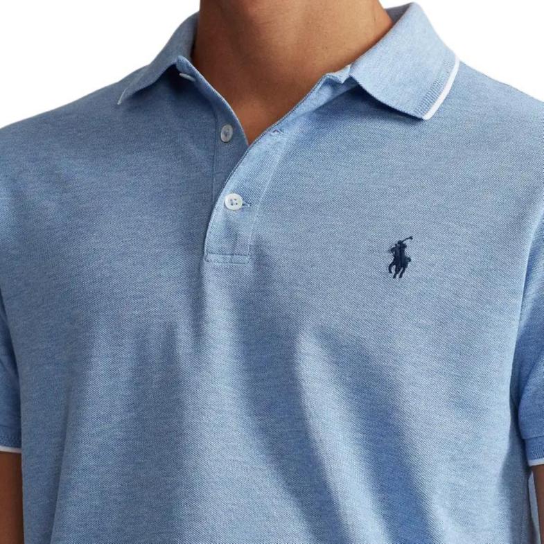 Polo Ralph Lauren Logo Вышитый Slim Fit Прямой покрой Рубашка поло с коротким рукавом Мужские топы Island-Blue MNPOKNI1N820582-400