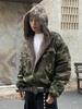 Зимняя распродажа: Унисекс ретро парка с капюшоном, камуфляжной расцветки, с меховым воротником и бархатной подкладкой