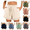 Cotton Shorts For Woman Summer Casual High Waist Ruffle Elastic Drawstring Waisted Short With 2 Pockets Cute Comfy Outfits