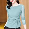 High-End Mesh Long-Sleeve Women's Base Shirt - Autumn 2025 Waist-Cinching Slim Fit Irregular Top