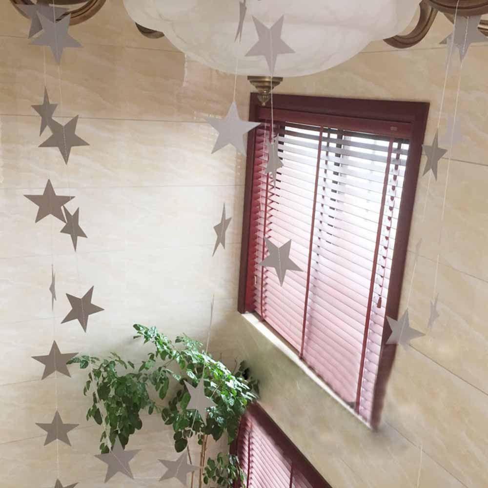 4m Shimmer Long Banner Baby Shower Gold/Silver Shining Star Bunting Wedding Birthday Party Decoration Children Room Decors