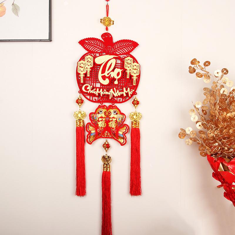 1PC Tassel Pendant 2025 Non Woven Hangings Traditional Vietnamese Fu Character Pendant Spring Festival 26X95CM