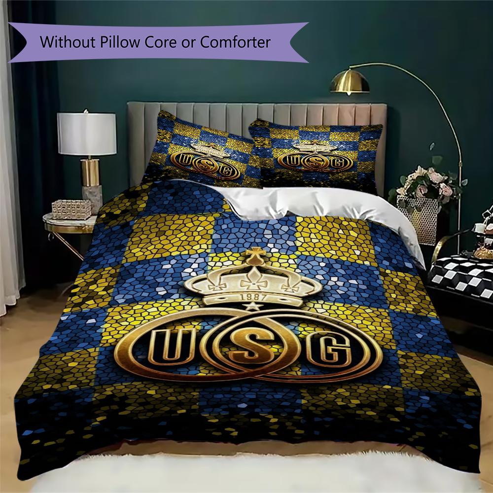 Union Saint Gilloise Pattern Bedding uilt Set uilt Cover Pillowcase Home Decoration Birthday Gift (1 * duvet cover + 2 * pillowcase without core)