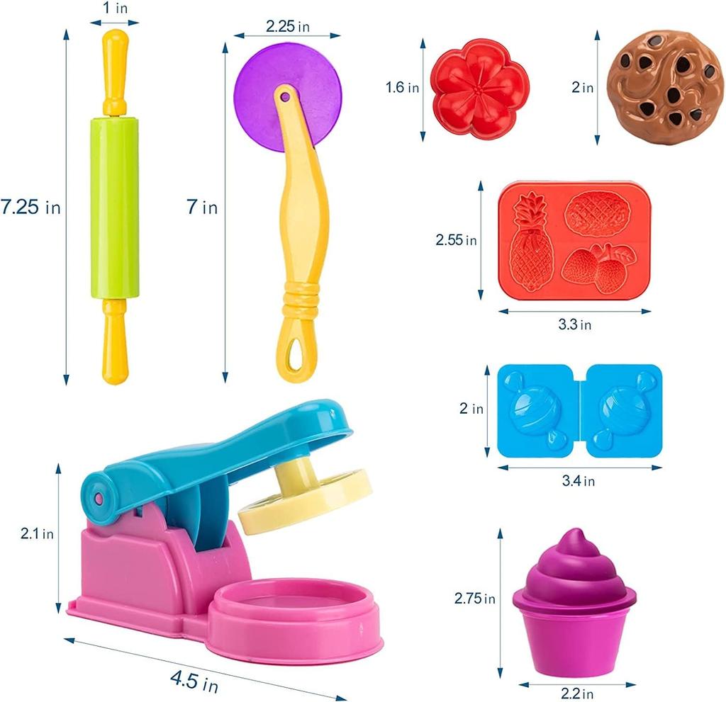 Children's Play Dough Kitchen, Kitchen, Play Dough Clay Accessories, Rolling Pin with Storage Bag, Play Clay Kneading Fun for Kids Boys Girls