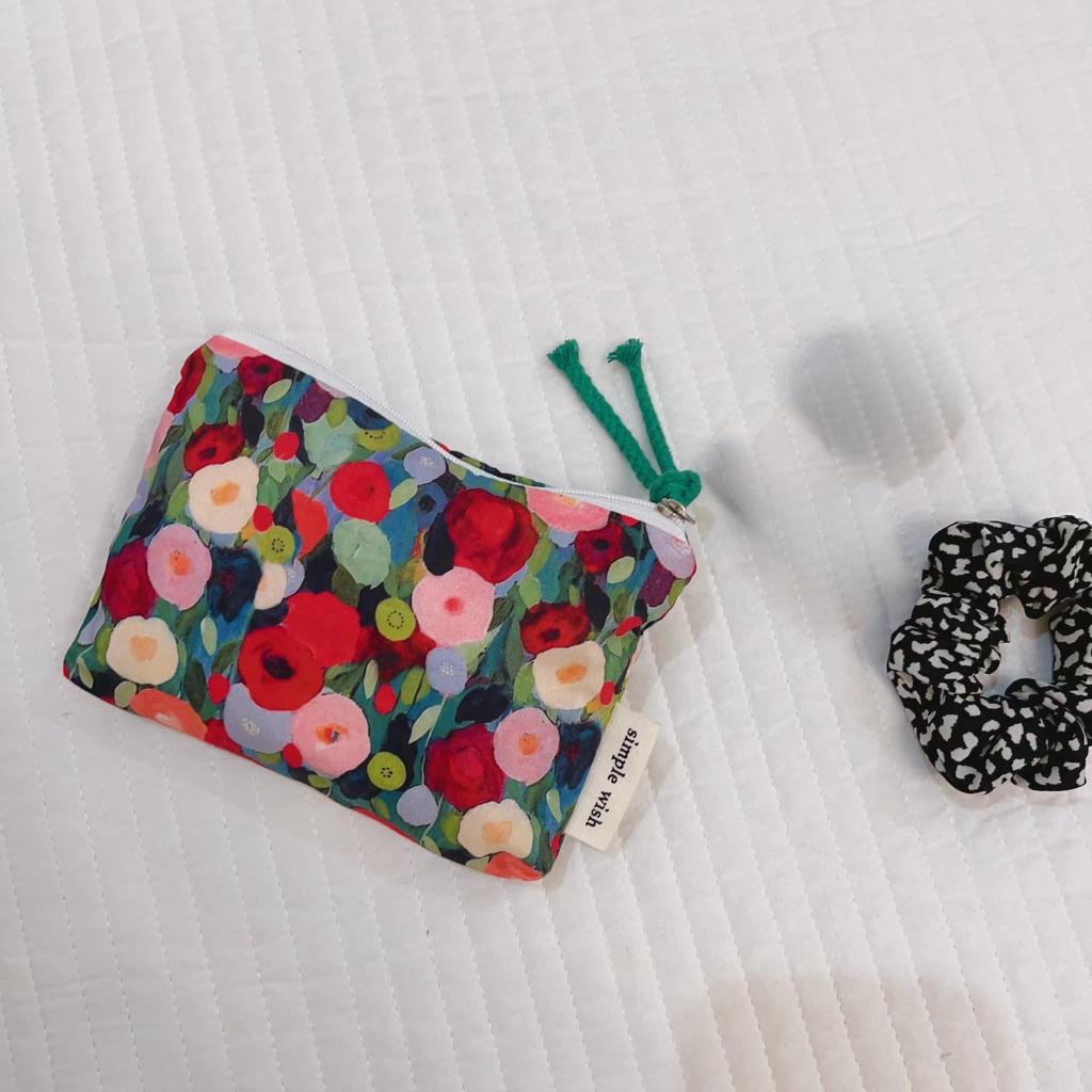 Mini Cotton Floral Organizer Bags for Women Bag Small Fabric Cosmetic Make Up Bag Little Purse Coin Pouch Children Cosmetic Case