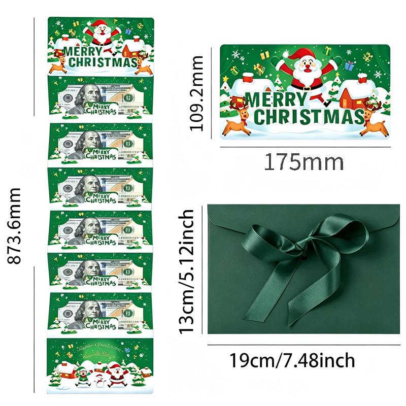 2026 Santa Claus Christmas Money Box with 10 Card Slots - US Dollar Red Envelope Surprise Party Gift