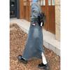 High-waisted Plus Size Denim Skirt Women Spring and Fall Open Long A-line Skirt
