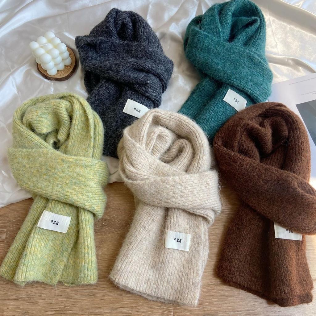 New winter warm soft waxy EGG solid color wool knitted scarf imitation cashmere scarf Dongdaemun solid color