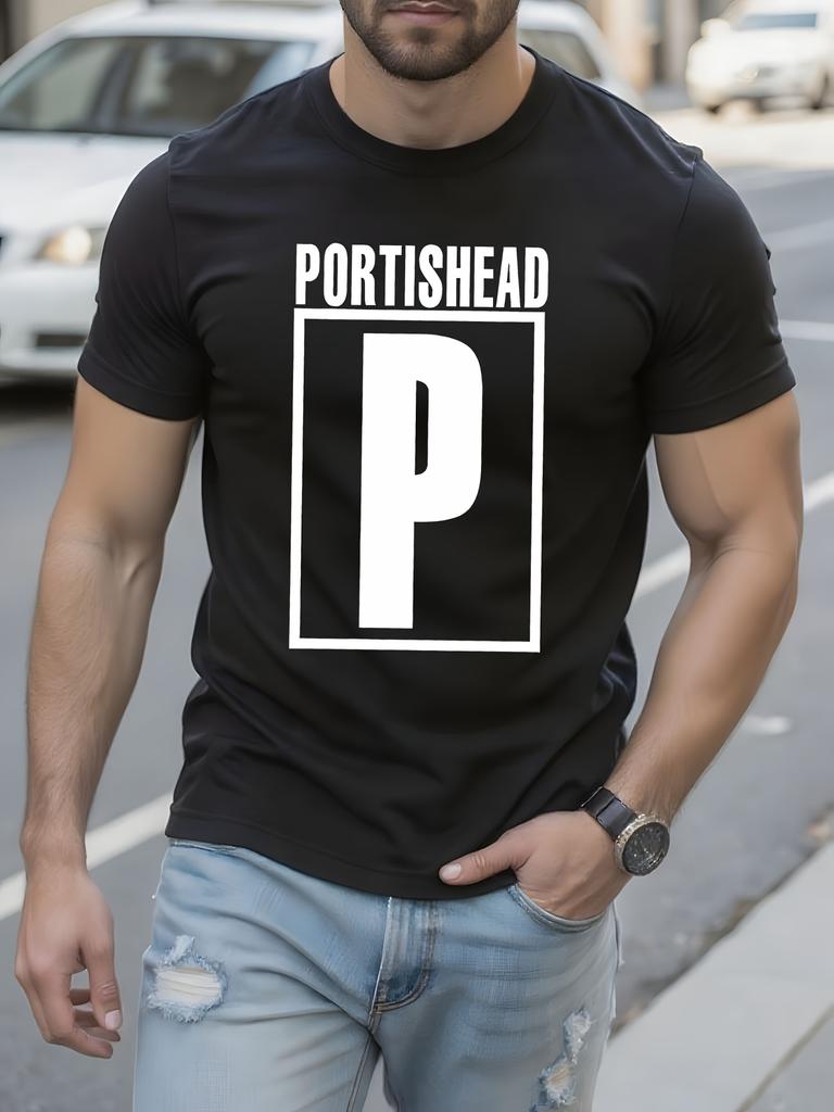 Portishead P Album Logo Vintage Tshirt Black with White P...