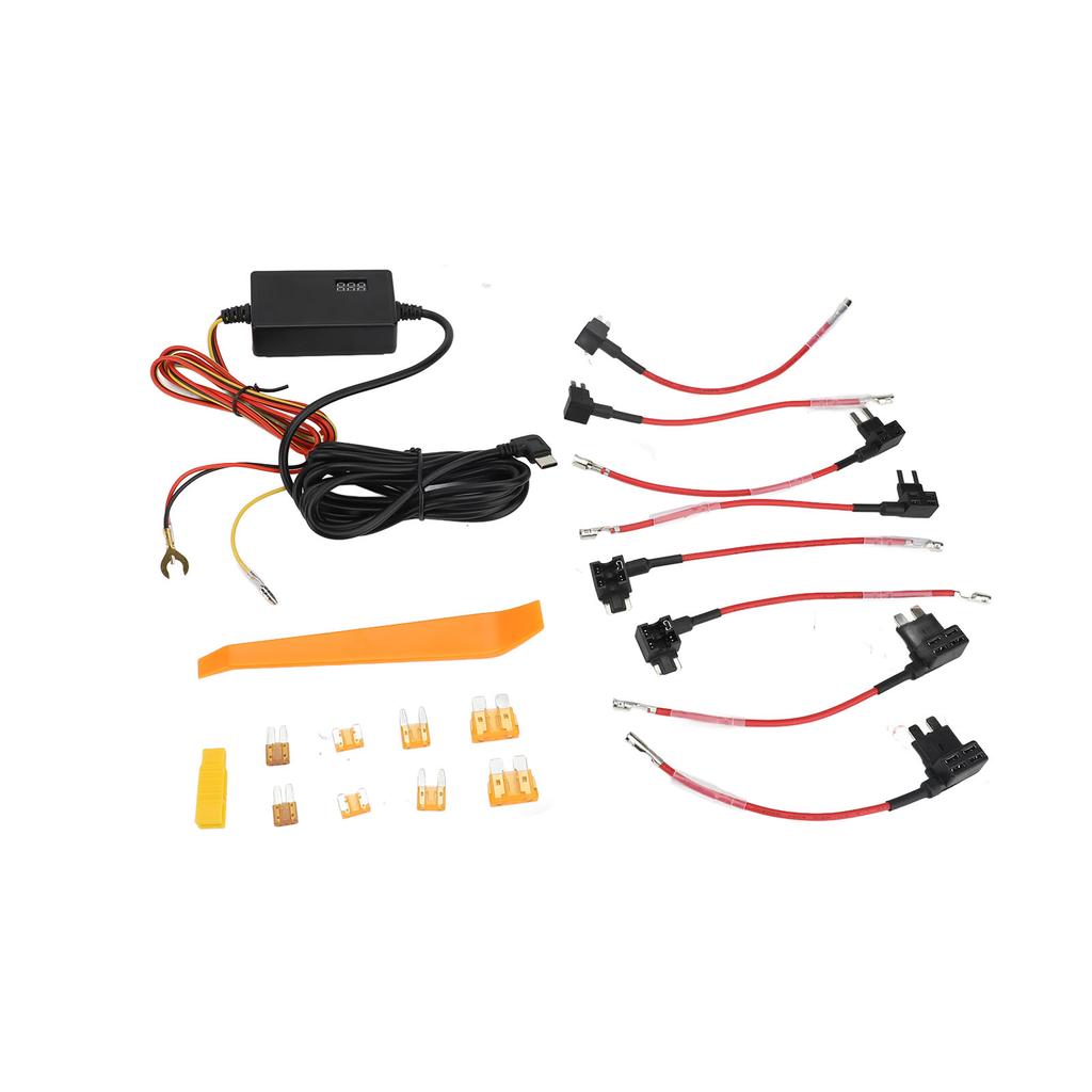 Комплект для скрытой проводки видеорегистратора с 8 предохранителями 12 В 24 В в 5 В 3 А, кабель питания видеорегистратора с цифровым дисплеем для круглосуточного мониторинга парковки