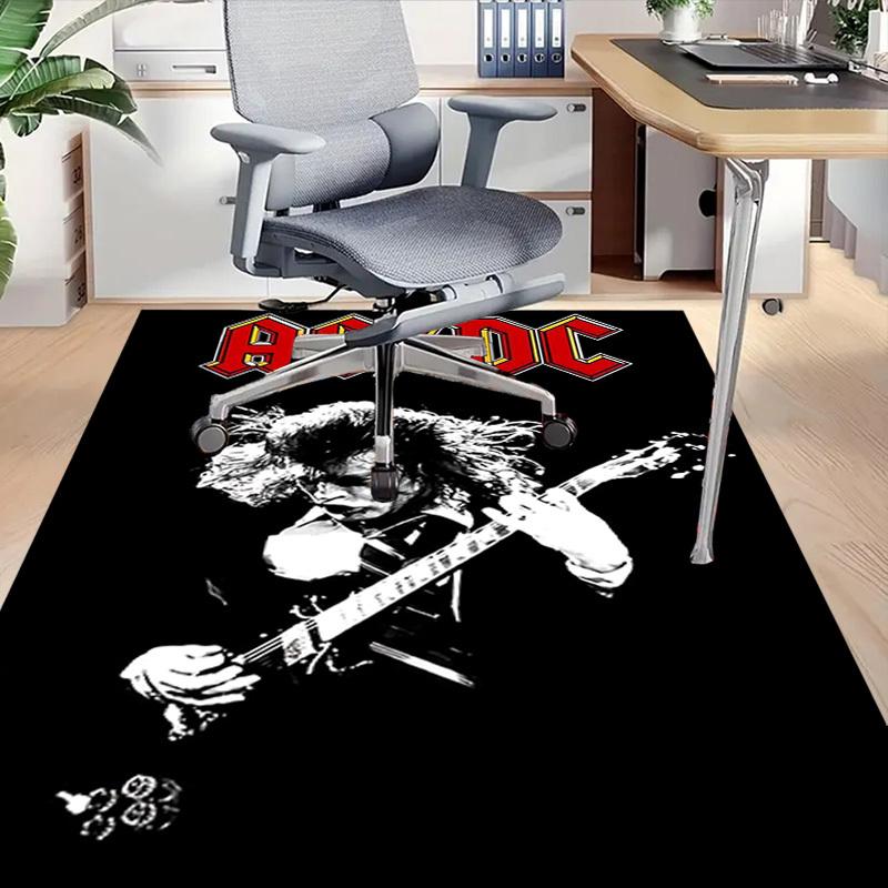 1 шт. AC/DC гитара Домашний офис, Прочный полиэстеровый коврик для пола с легкой чисткой, Офисный декор, Городской стиль, Нескользящая основа