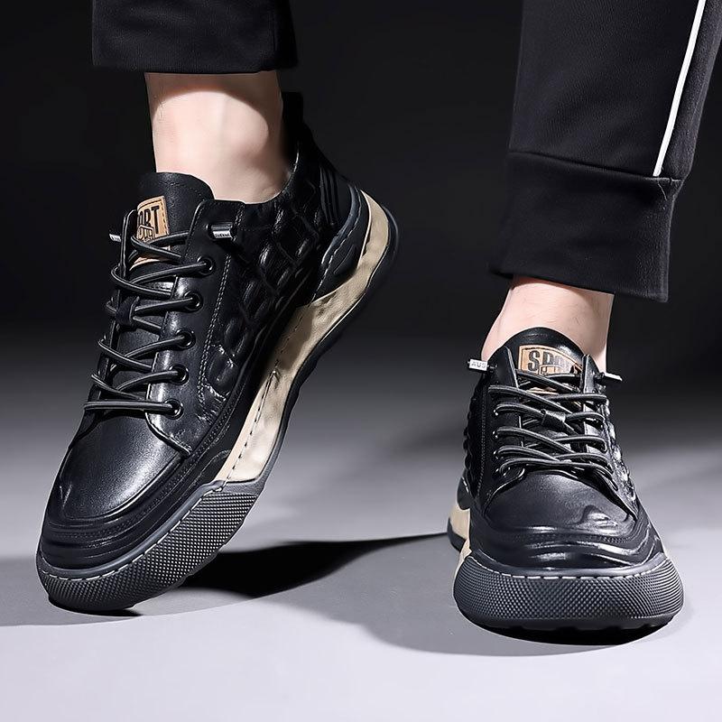 Autumn Men's Shoes 2025 New Fashion Leather Board Shoes Men's Breathable Versatile Crocodile Pattern Casual Shoes Street Trend