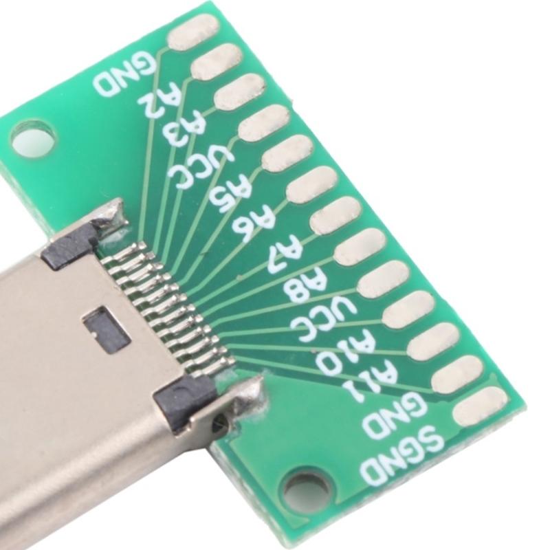 24-контактная паяльная плата PCB Type C Female USB 3.1 Тестовая плата Скорость 10 Гбит/с Передача данных Обновления для устройств Отладка