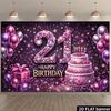 2D 60th Birthday Backdrop for Women with Red Roses and Sparkles Photography Background