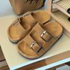Children's Birkenstock Cork Fabric Retro Double Buckle Sandals - Thick Sole, Non-Slip, Summer Outdoor Shoes for Boys.